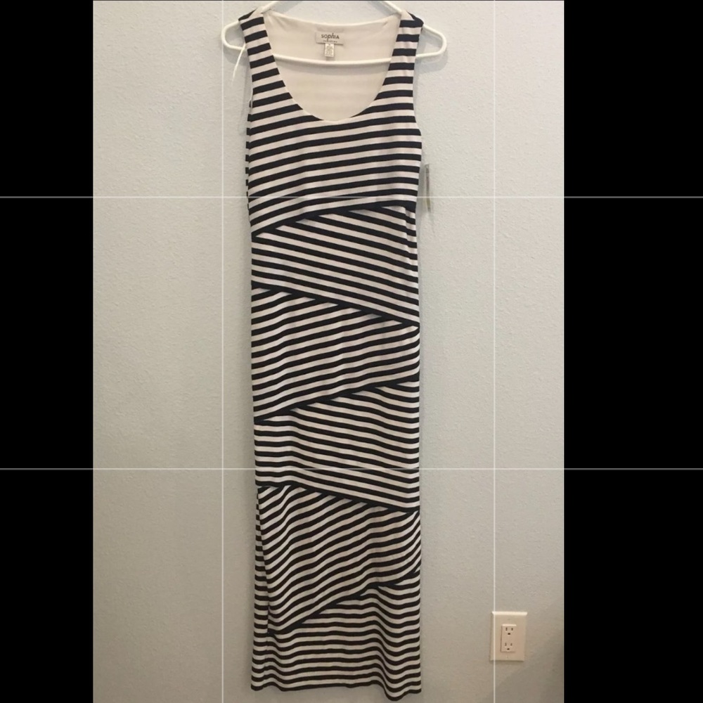 Black & White Striped Tiered Maxi Dress